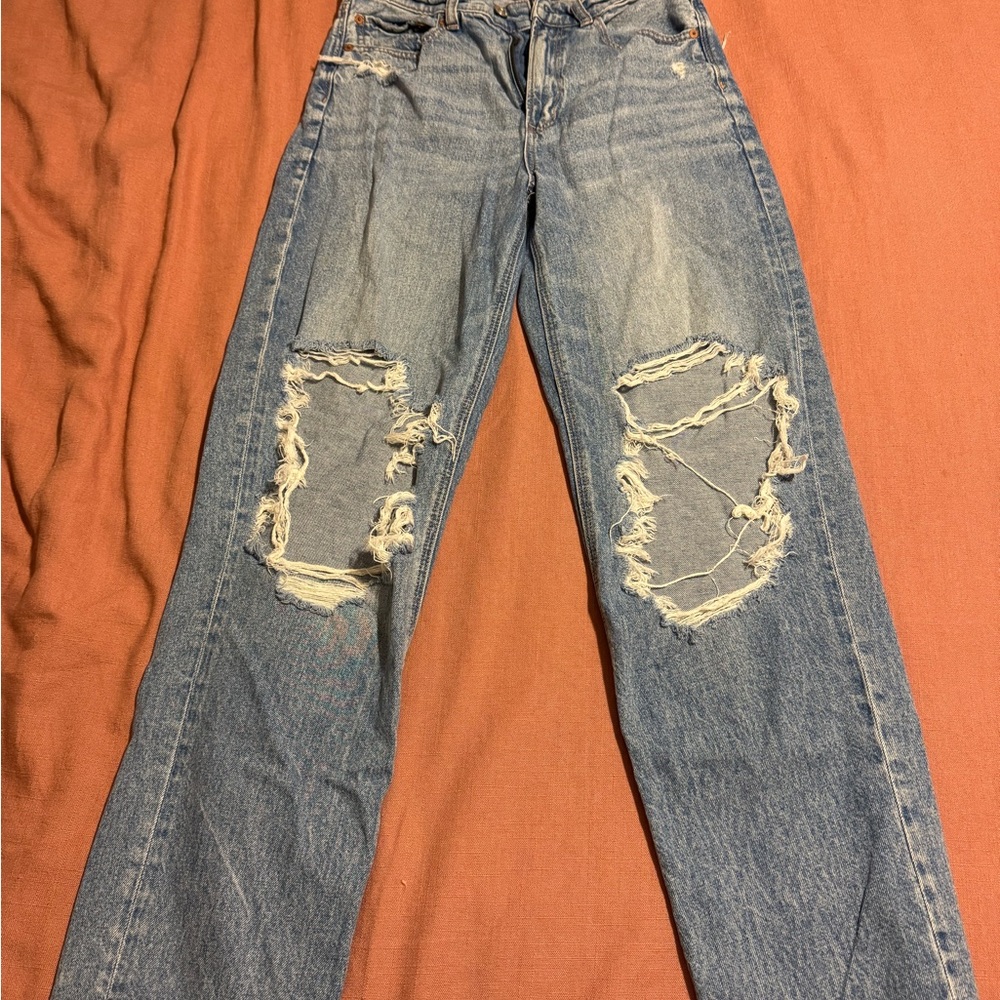 American Eagle Outfitters Distressed Light Blue Boyfriend Jeans
